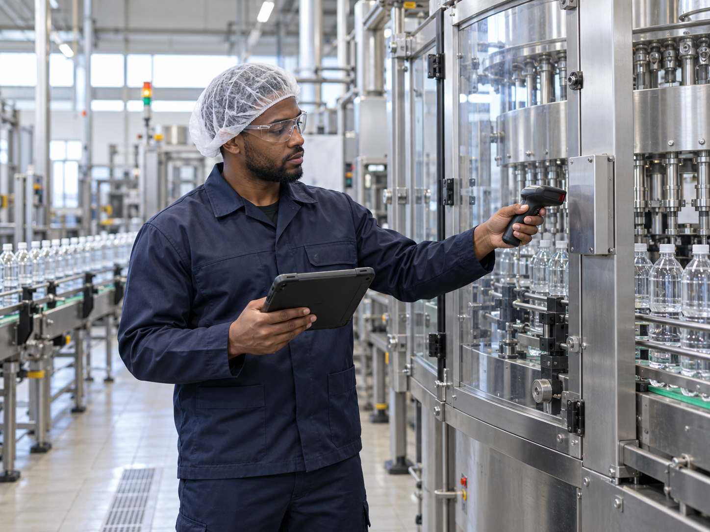 Manufacturing colleagues working with digital guidance on the factory floor